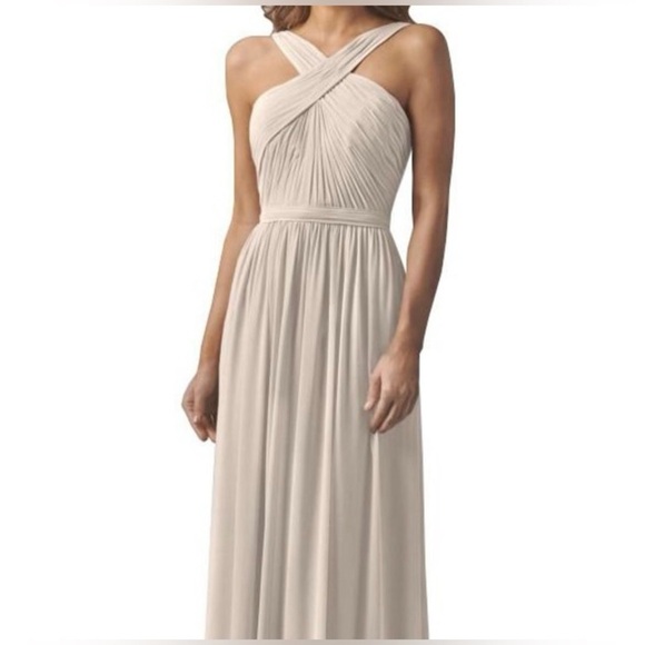 Watters & Watters Dresses & Skirts - Watters & Watters Micah Dress Crinkle Chiffon Halter French Vanilla Sz 4 NWT